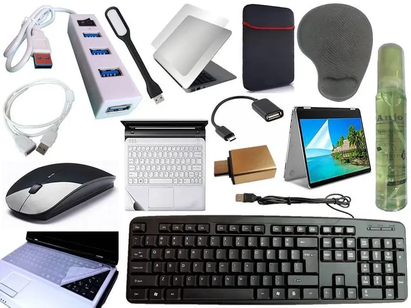 KeyboardWirelessMouse-WPad-Hub-Clnr-OTGCM-Ext-LED-Skin-14.6iScrn&KeyGuard&Sleeve Combo Set  (Black)