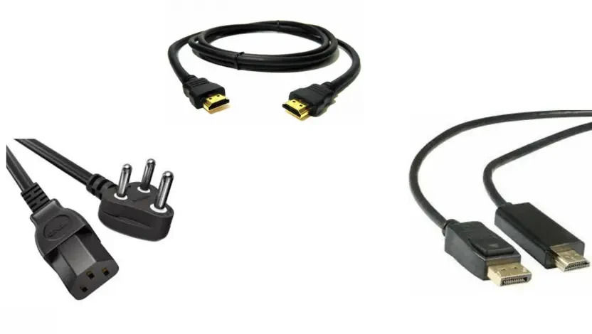 C Computer Power Cord 1.8 m 1.8 meter power cable , hdmi cable , dp to hdmi cable combo  (Compatible with Desktop, Black)