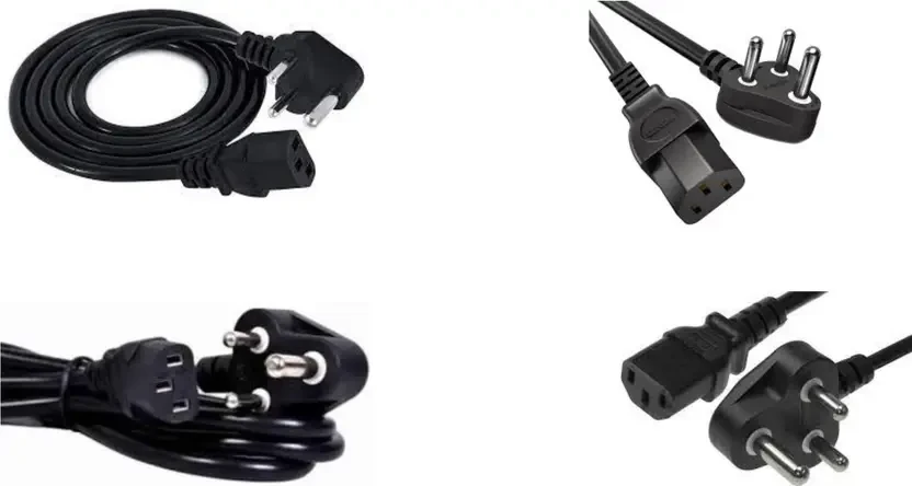 C Computer Power Cord 1.8 m power cable combo with 1.8 & 3.5 & 5 m  (Compatible with Desktop, Black)
