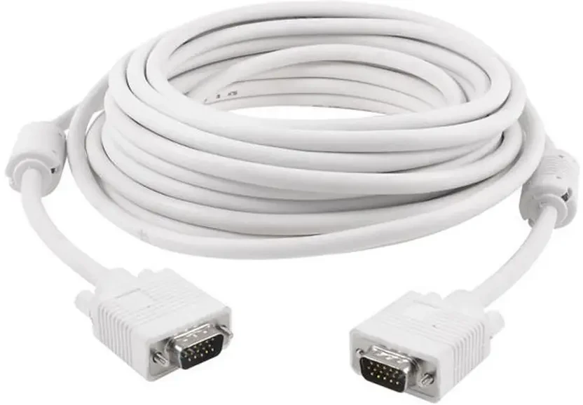 VGA Cable 30 m 15 Pin VGA Male to Male 30-Meter HD  (Compatible with Computer, White, One Cable)