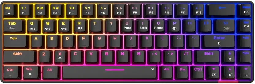 Bluetooth + 2.4 GHz, Rechargeable, Mechanical Red Switches, RGB Light Bluetooth, Wireless Standard Gaming Keyboard Compatible with Desktop, Laptop, Mac Hydra 10/5.0 + 2.4 GHz, RGB, Type C Charging,Mec